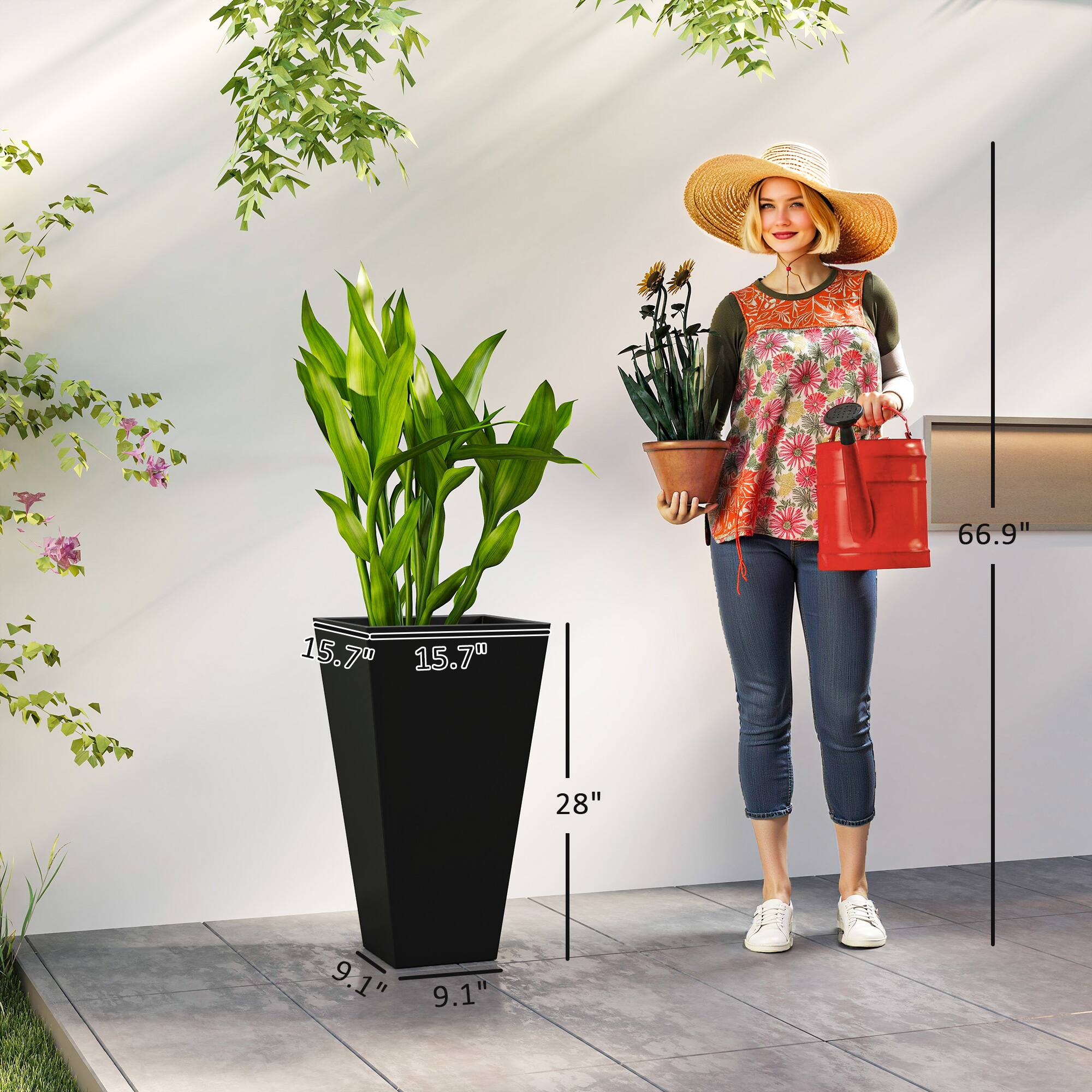 66.9"  
15.7" x 15.7" x 28"  
9.1" x 9.1"