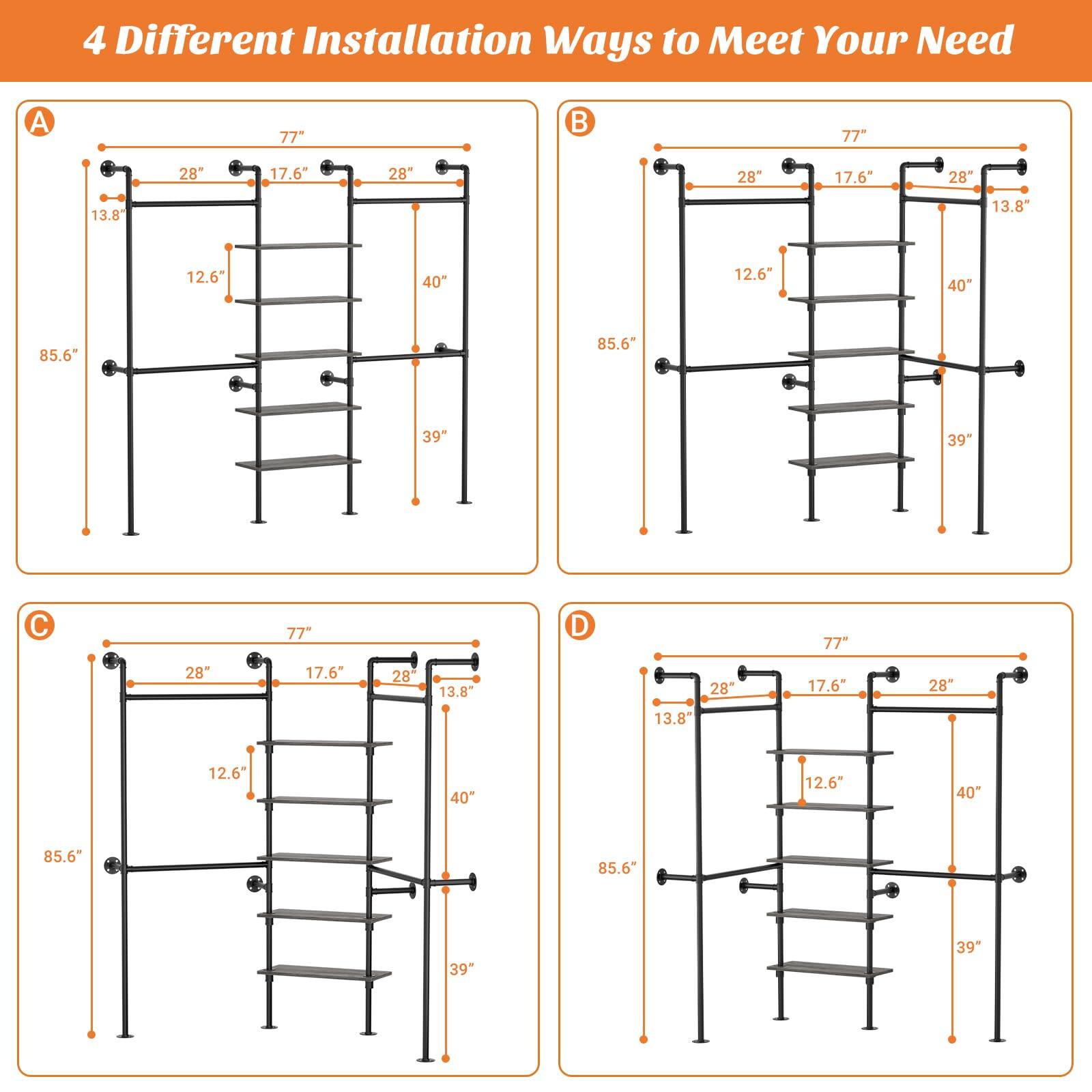 4 Different Installation Ways to Meet Your Need

A
77"
28"
17.6"
28"
13.8"
12.6"
40"
85.6"
39"

B
77"
28"
17.6"
28"
13.8"
12.6"
40"
85.6"
39"

C
77"
28"
17.6"
28"
13.8"
12.6"
40"
85.6"
39"

D
77"
28"
17.6"
28"
13.8"
12.6"
40"
85.6"
39"