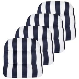 Sweet Home Collection - Havana Stripe Patio Cushions Indoor/Outdoor Tufted 19" x 19", 4-Pack - Navy/White