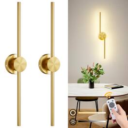 HM 1810 - Operated Wall Sconces With Remote Control Dimmable Rotatable Lamppost k k Led Modern Wireless Sconce For Li - Gold 2 Pack