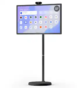 Cozyla - 32" Smart TV on Wheels, Movable Touchscreen Monitor with 4K Camera, Battery Powered Android Rolling TV