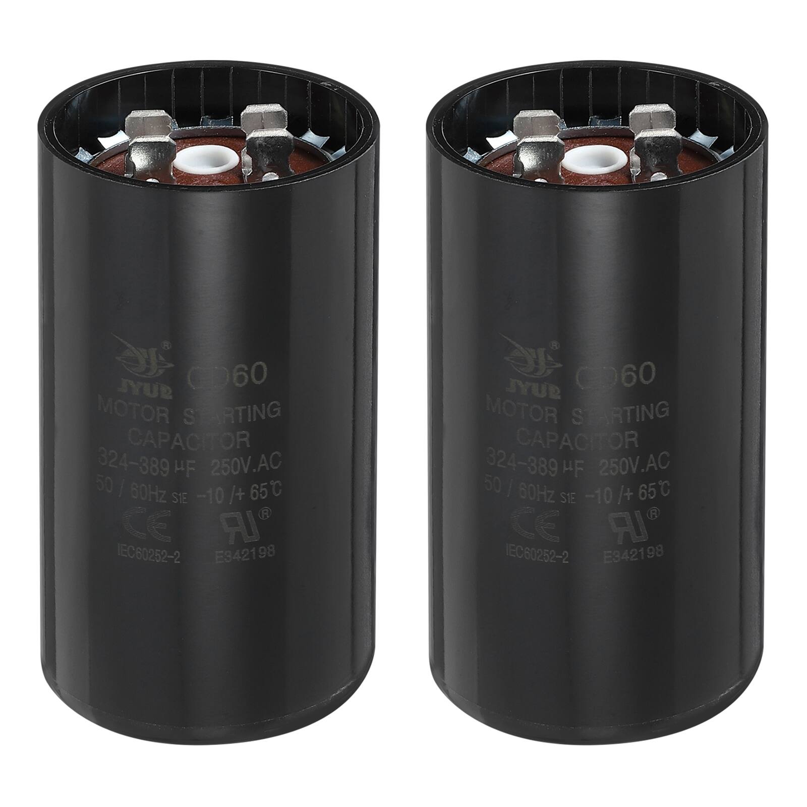 JYUB CD60 MOTOR STARTING CAPACITOR 324-389 µF 250V.AC 50 | 60Hz -10/+65°C S1E CE IR IEC60252-2 E342198