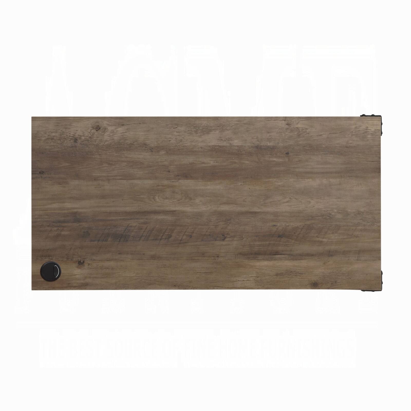 Alt View 4. Glintex - 48" Rustic L-Shaped Writing Desk, Sliding Barn Door Storage, Built-In Cord Management, Sturdy Black Metal Legs - Rustic.