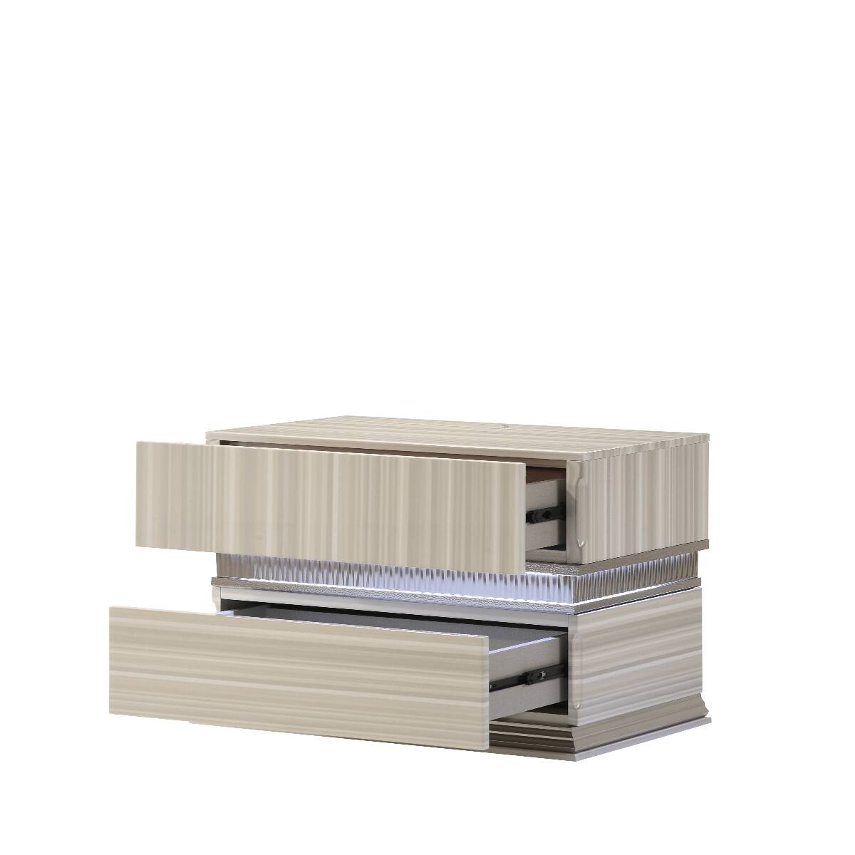 Back. Loheer - Loheer Gray Two Drawer Nightstand with Integrated LED Accent Lighting - Gray.