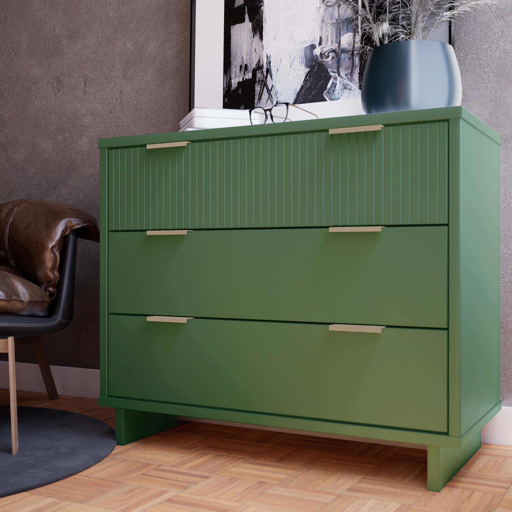 Angle. Manhattan Comfort - Granville Modern 38" Dresser - Sage Green.