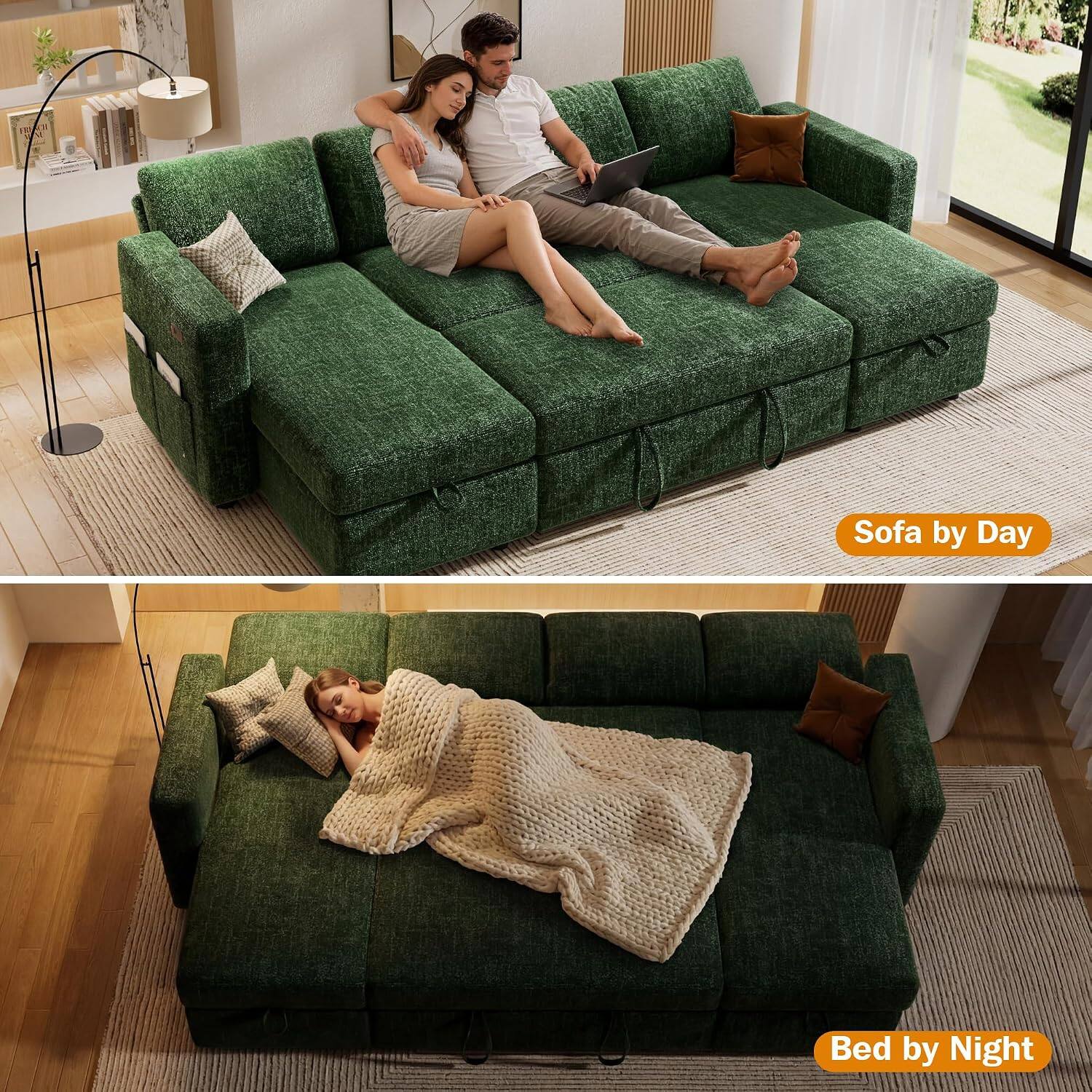 Sofa by Day  
Bed by Night