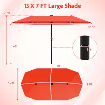 7ft patio umbrella with solar lights LED Offset 10 ft The 7 ft canopy of the patio umbrella with fringe offers modern style and complete shade Outsunny 9ft x 7ft Solar