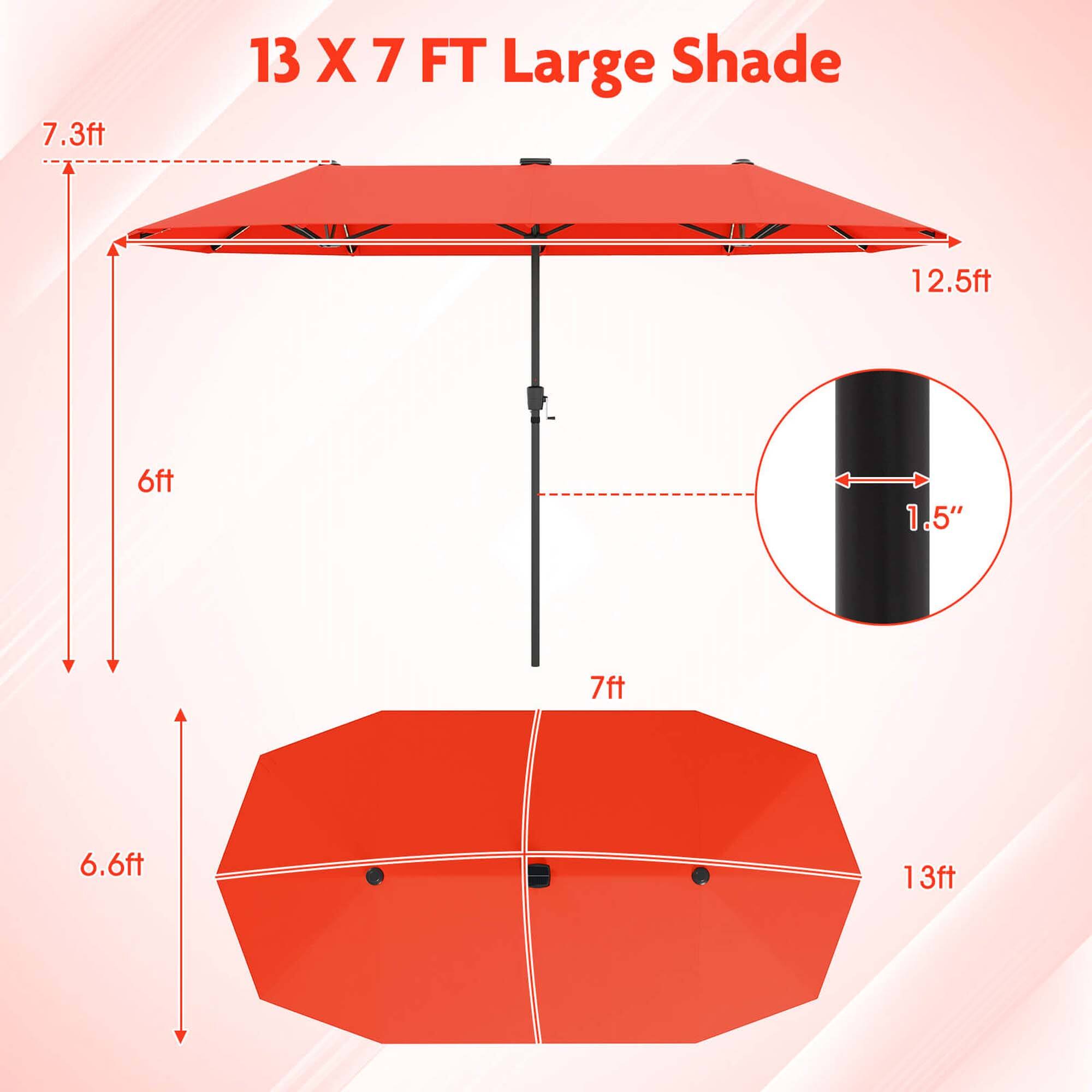 13 X 7 FT Large Shade 12.5ft 6ft 1.5" 7ft 6.6ft 13ft