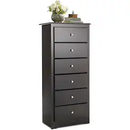 Hivvago - Modern 6 Drawer Tall Wood Dresser Chest - Espresso