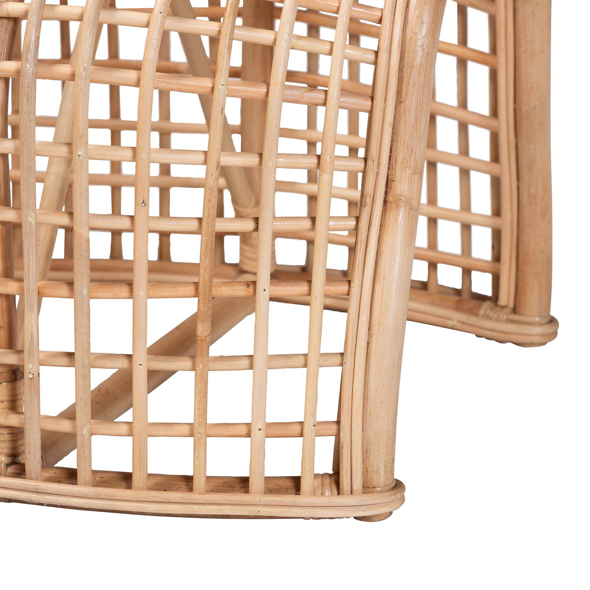 Back. bali & pari - bali & pari Daiki Natural Rattan Bench with Curved Frame - Lightweight Decorative Accent Seating - Natural.