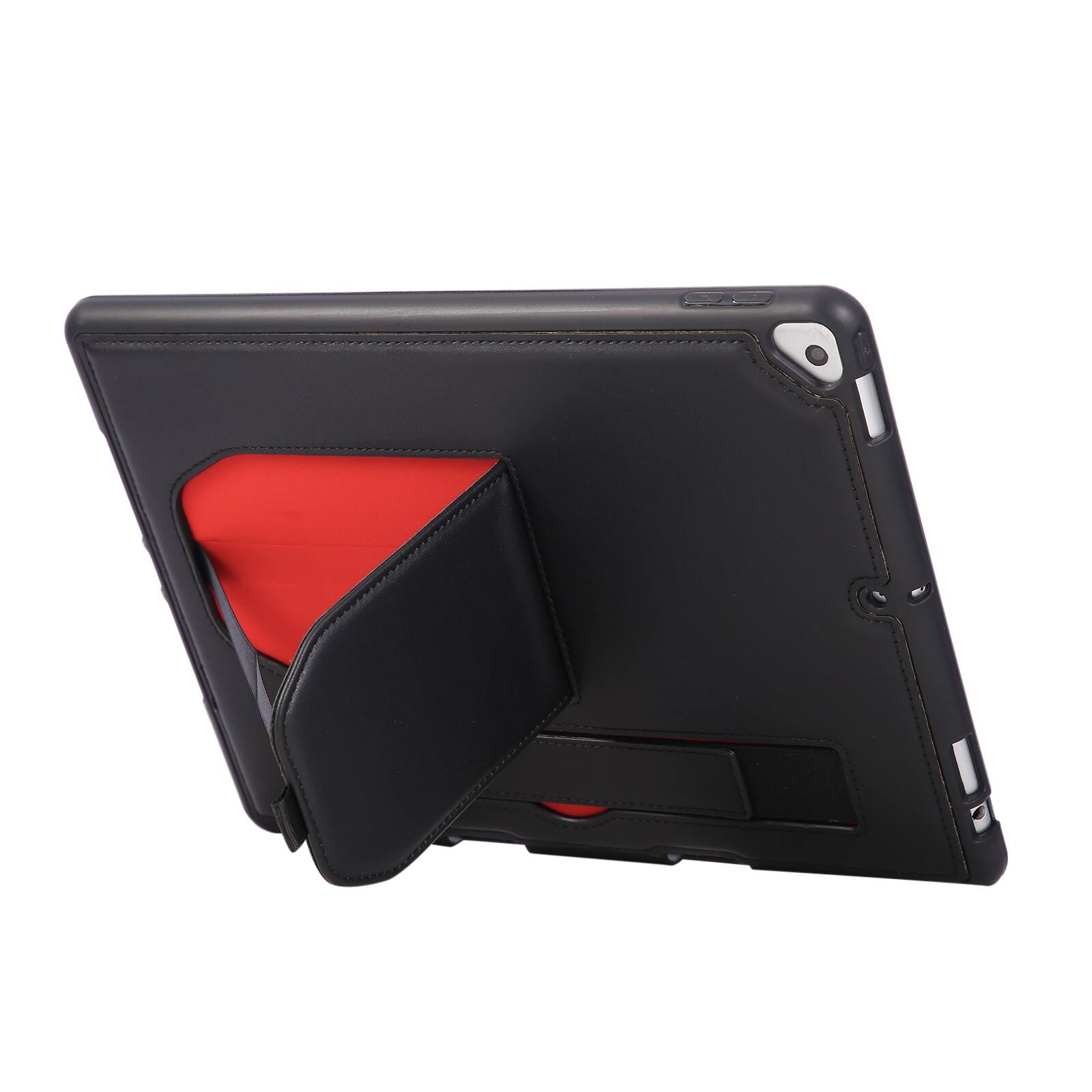 Alt View 3. Dteck - Shockproof Case for Apple iPad (9th Generation) 10.2" 2021 with Hand Strap Kickstand, PU Leather TPU Protective Cover - Black.