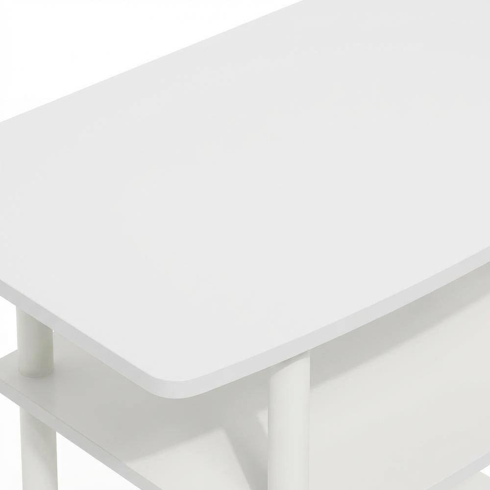 Alt View 4. FurniFact - White 3-Tier TV Stand with Rubberwood & Walnut Veneers for Modern Living - White.