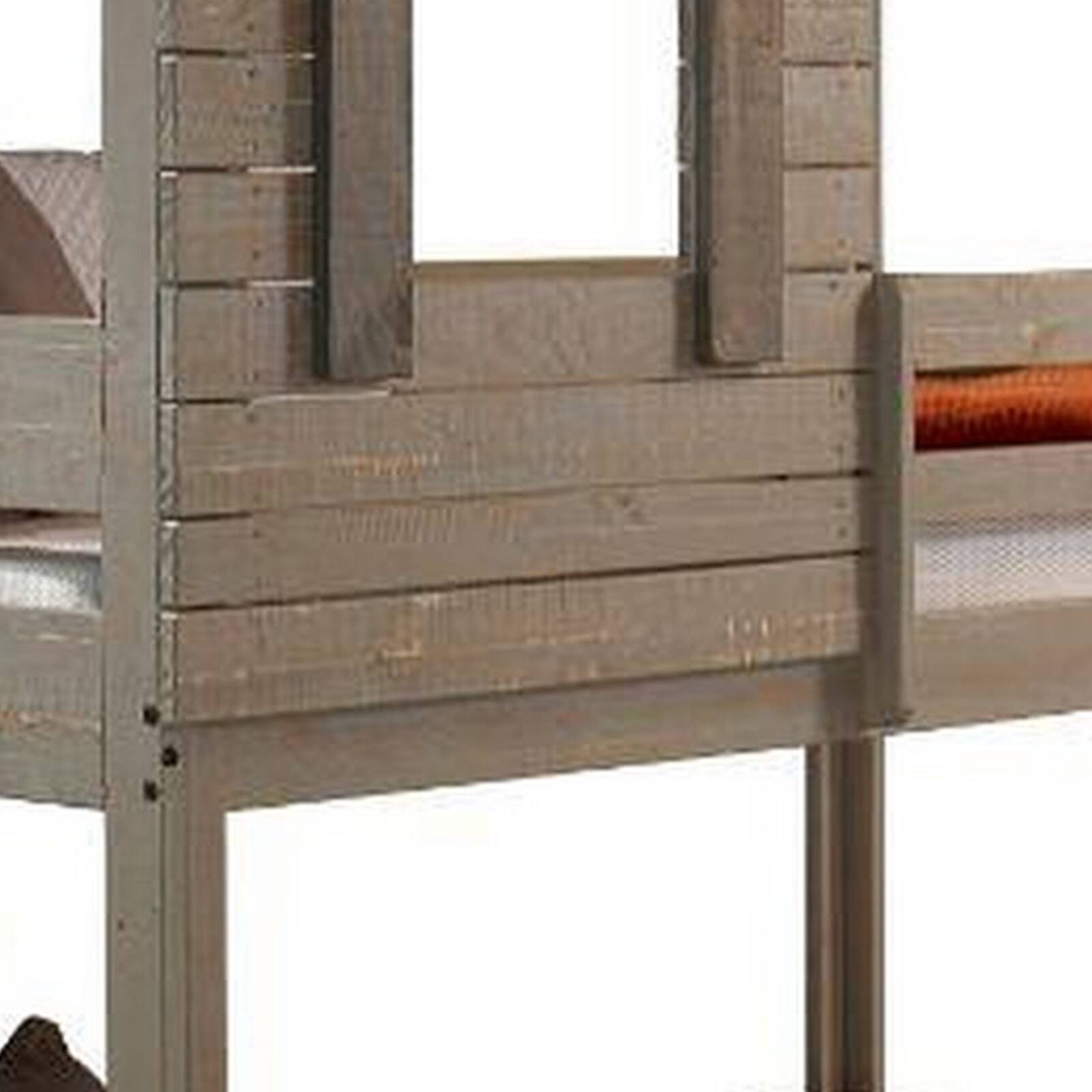 Alt View 2. Manhattan Lane - Twin Size Wooden Bunk Bed with House Design, Brown - Brown.