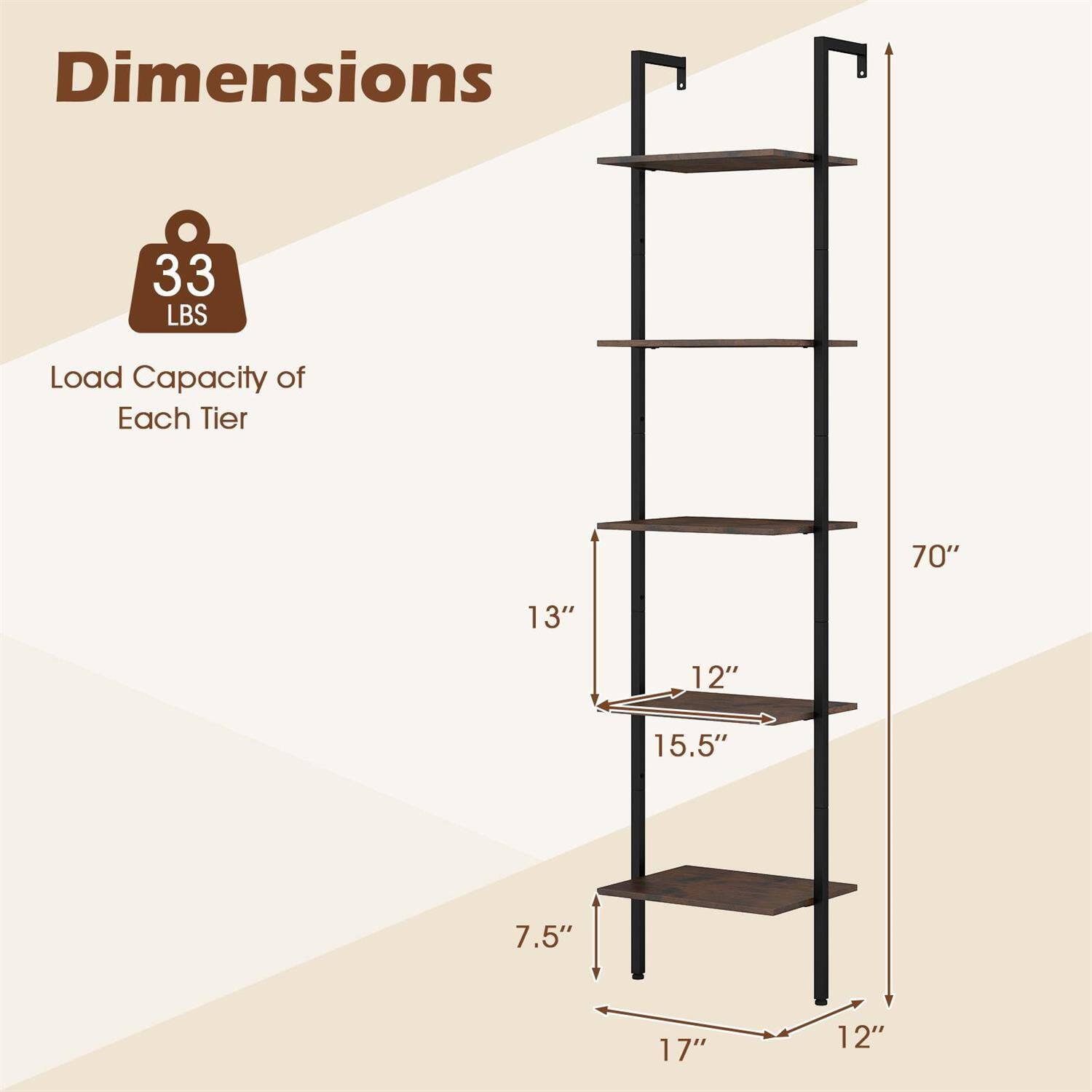 Dimensions  
33 LBS Load Capacity of Each Tier  
70"  
13"  
12"  
15.5"  
7.5"  
17"  
12"