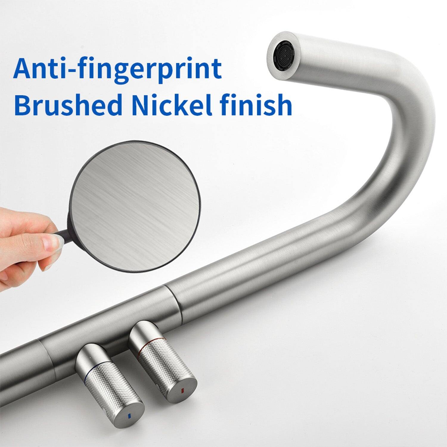 Anti-fingerprint  
Brushed Nickel finish