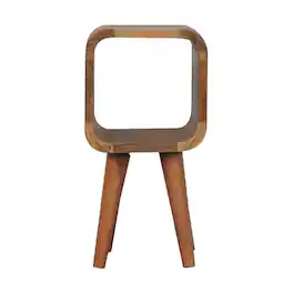 Artisan Furniture - Solid Wood Extra Mini Minimalist Open Curved Oak-ish Bedside, 1 Open Slot - Brown