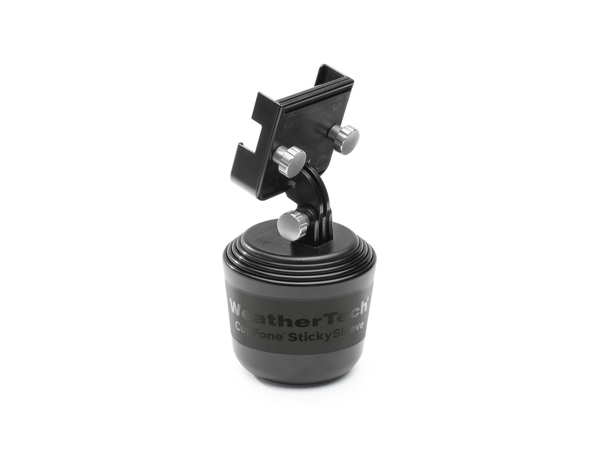 WeatherTech - CupFone Two View | Rotatable View Universal Cup Holder Cell Phone Mount Car & Truck Accessory – Silver Metal Knobs - Black/Silver Metal