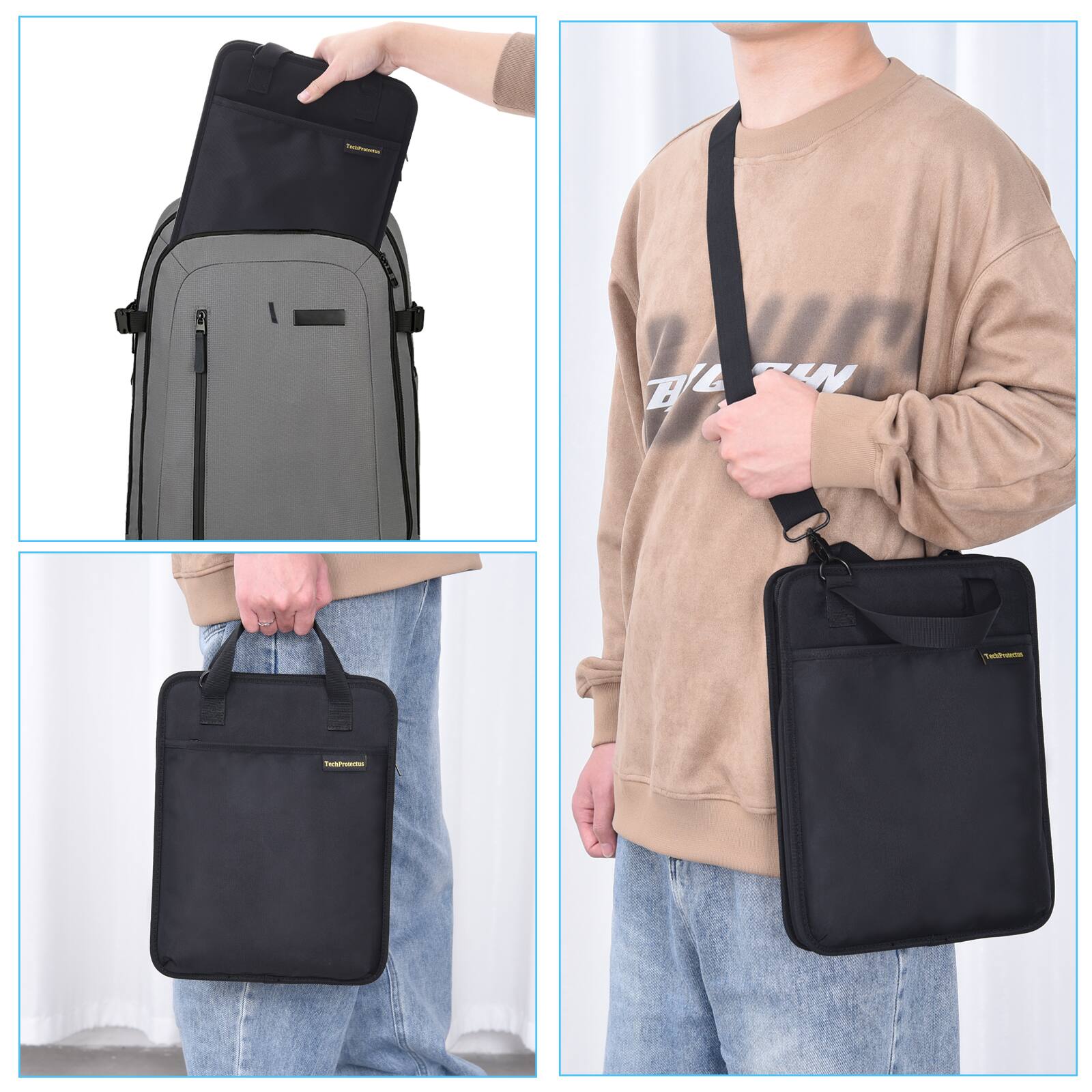 Back. Techprotectus - TechProtectus Rugged Tablet Carrying Case-11-12 inch Black (TP-BK-VR11) - Black.