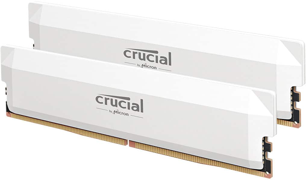 Crucial - Pro OC Gaming 32GB (2x16GB) DDR5 6400MHz C38 UDIMM Intel XMP 3.0 & AMD EXPO Desktop Memory - White - Front_Zoom