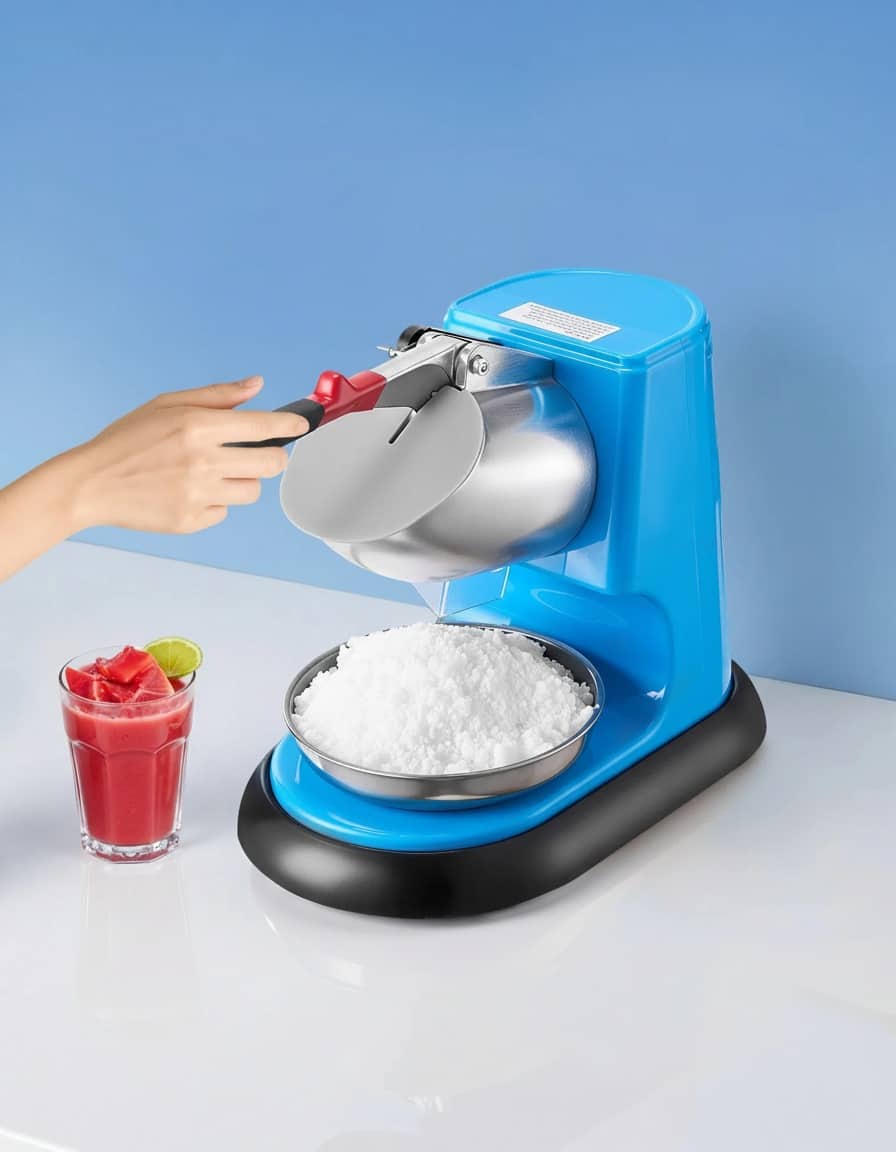 Forest'nSky - Electric Ice Crusher - 220 lb/hr, 4-Blade Shaved Ice/Snow Cone Maker, 300W Stainless Steel, Bowl & Cover - Blue