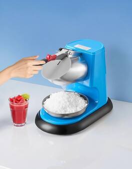 Forest'nSky - Electric Ice Crusher - 220 lb/hr, 4-Blade Shaved Ice/Snow Cone Maker, 300W Stainless Steel, Bowl & Cover - Blue