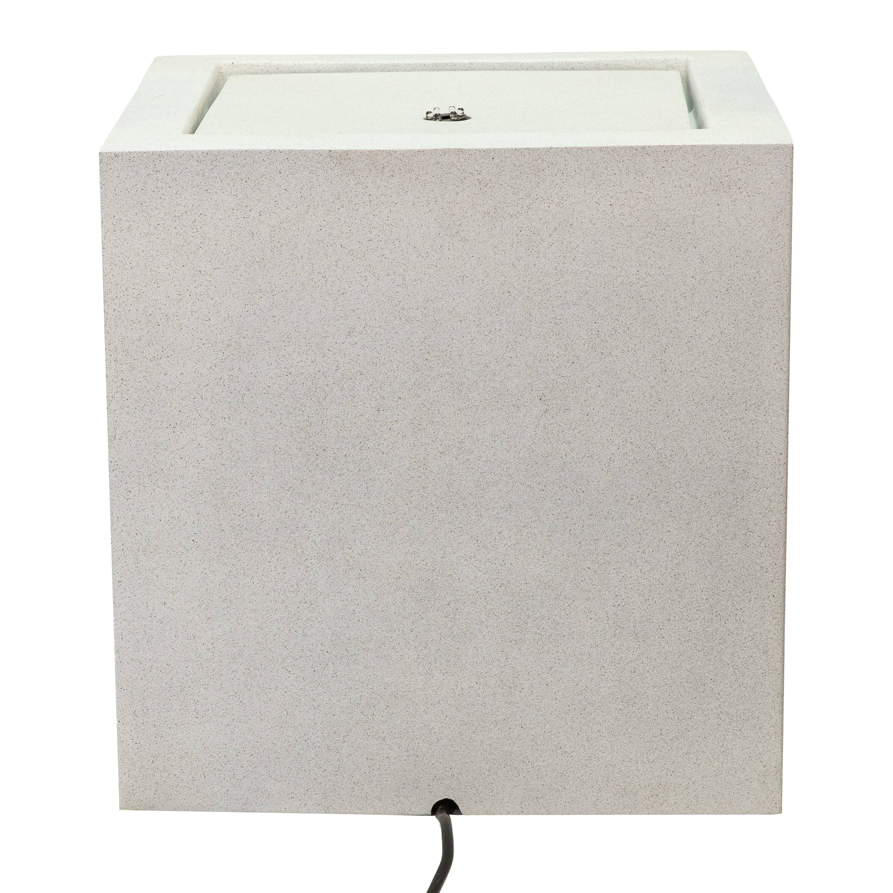 Alt View 10. Sunnydaze - Square Polystone Outdoor Bubble Fountain with LED Light - Fog.