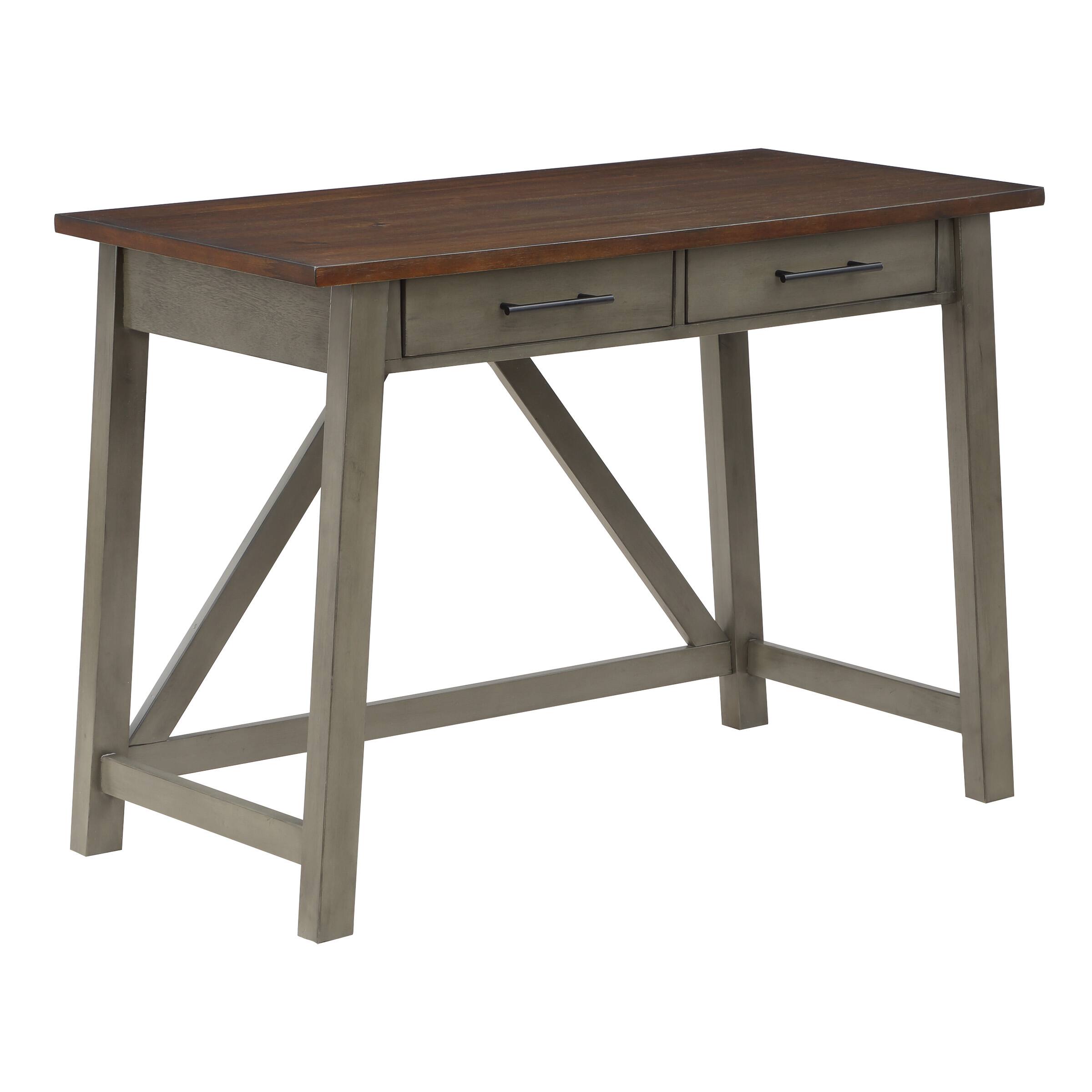 Angle. OSP Home Furnishings - Milford Rustic Writing Desk - Slate Grey.