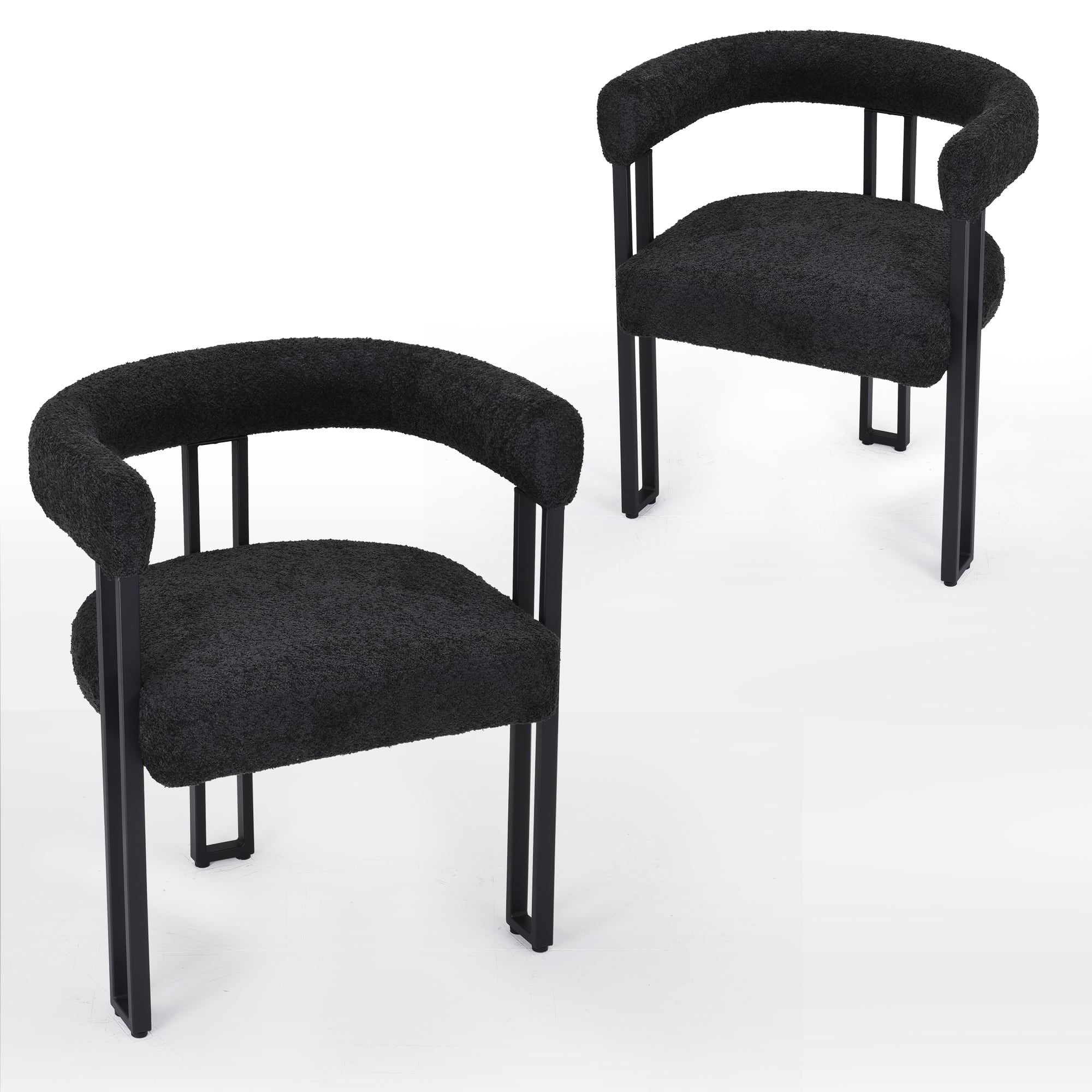 Boyel Living - Set of 2 Upholstered Dining Arm Chairs Boucle Fabric Accent Chairs with Metal Frame - Black price history on PriceWatchPro
