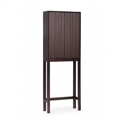Front. Teamson Home - Tremolo 2 Door Over-Toilet Cabinet with Sturdy Shelves & Solid Wood Support - Black.