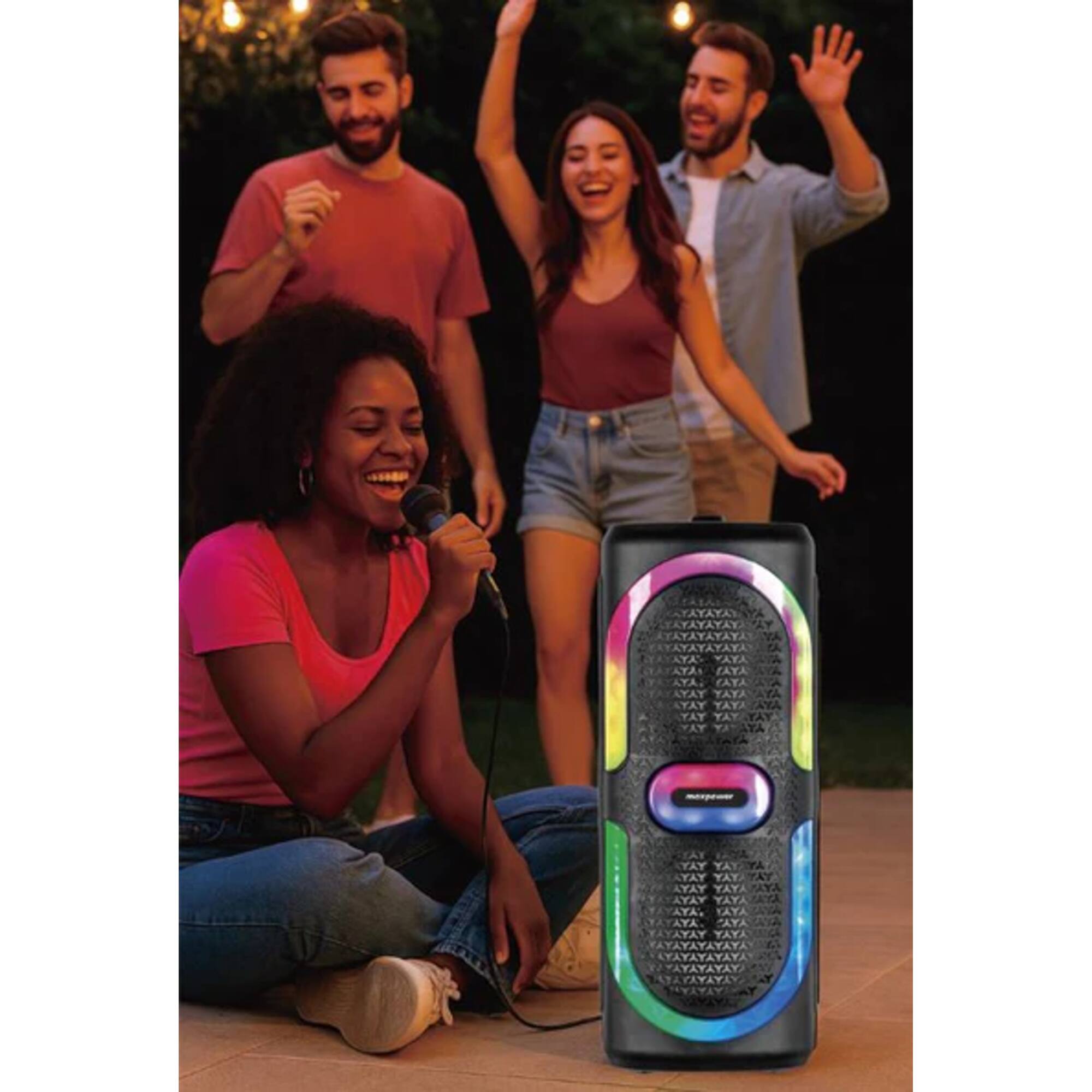 Alt View 7. Max Power - Max Power MPD6D 6.5" Bluetooth Karaoke Speaker, LEDs, Dual Woofers & Microphone.