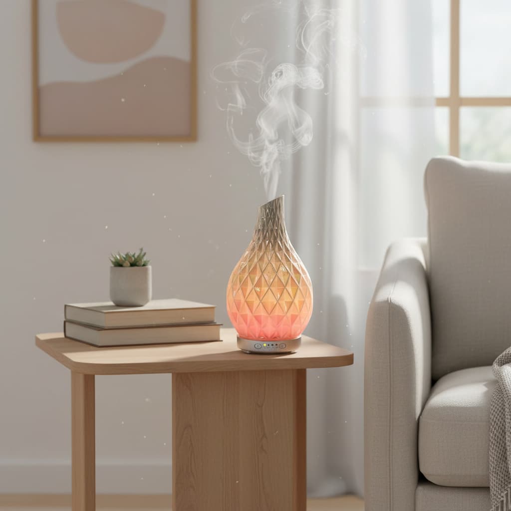 Alt View 4. FINEAK - 120ml Diamond Handmade Art Glass Aromatherapy Diffuser.