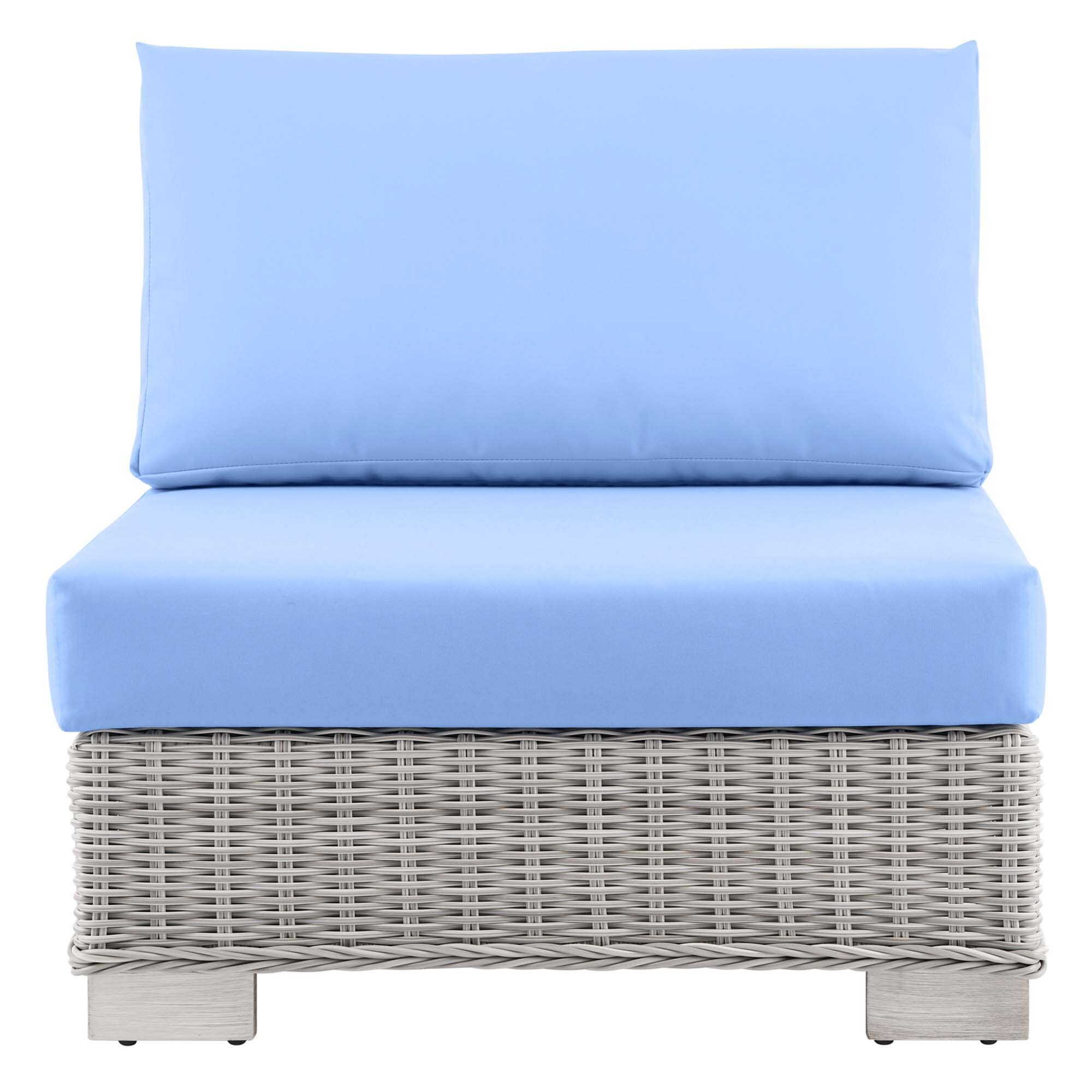 Alt View 3. Modway - Conway Outdoor Patio Wicker Rattan Armless Chair by Modway - Light Gray Light Blue.