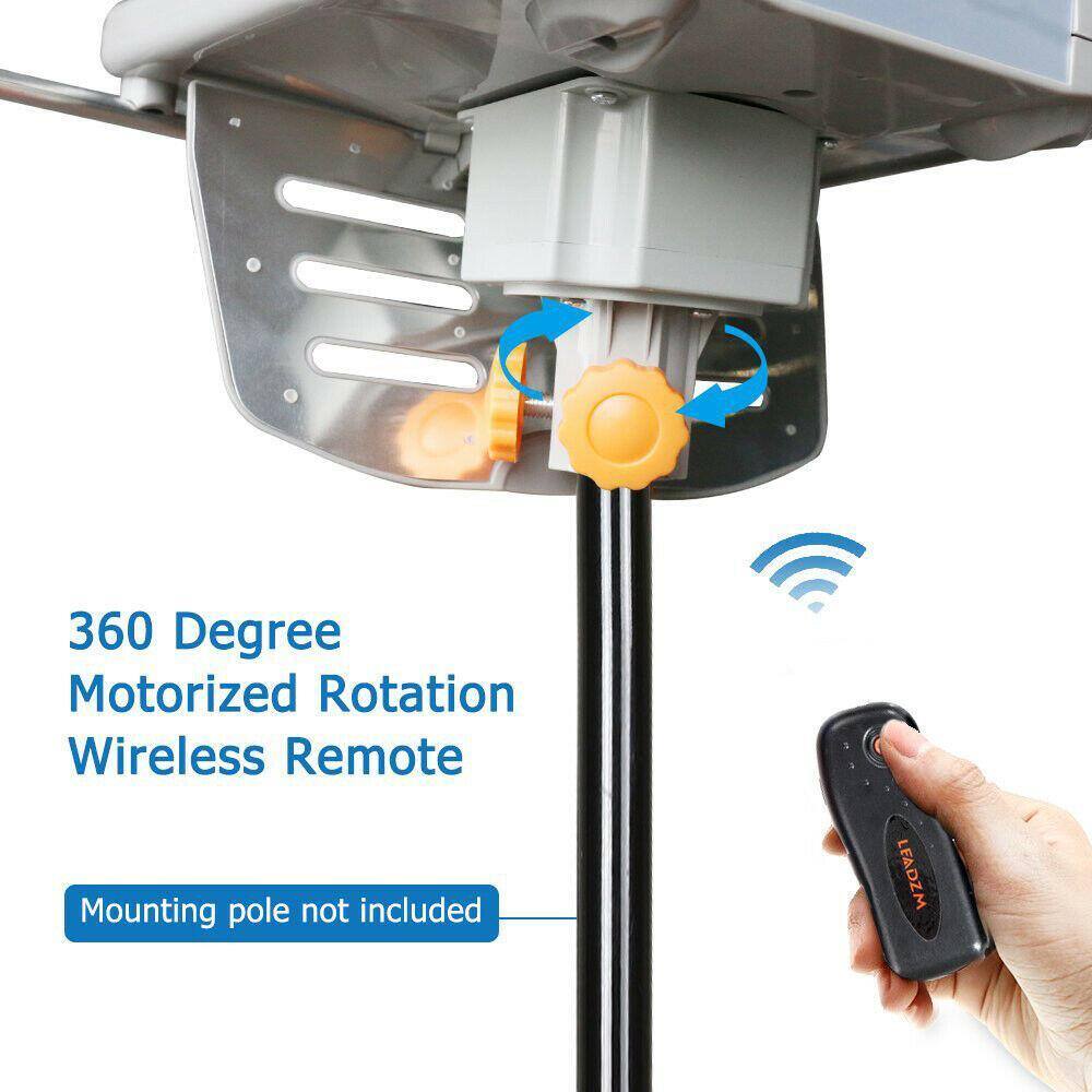 Alt View 2. Winado - 990 Mile Outdoor TV Antenna Motorized Amplified HDTV 1080P 4K 36dB 360° Rotation（The pole is not included) - Gray.