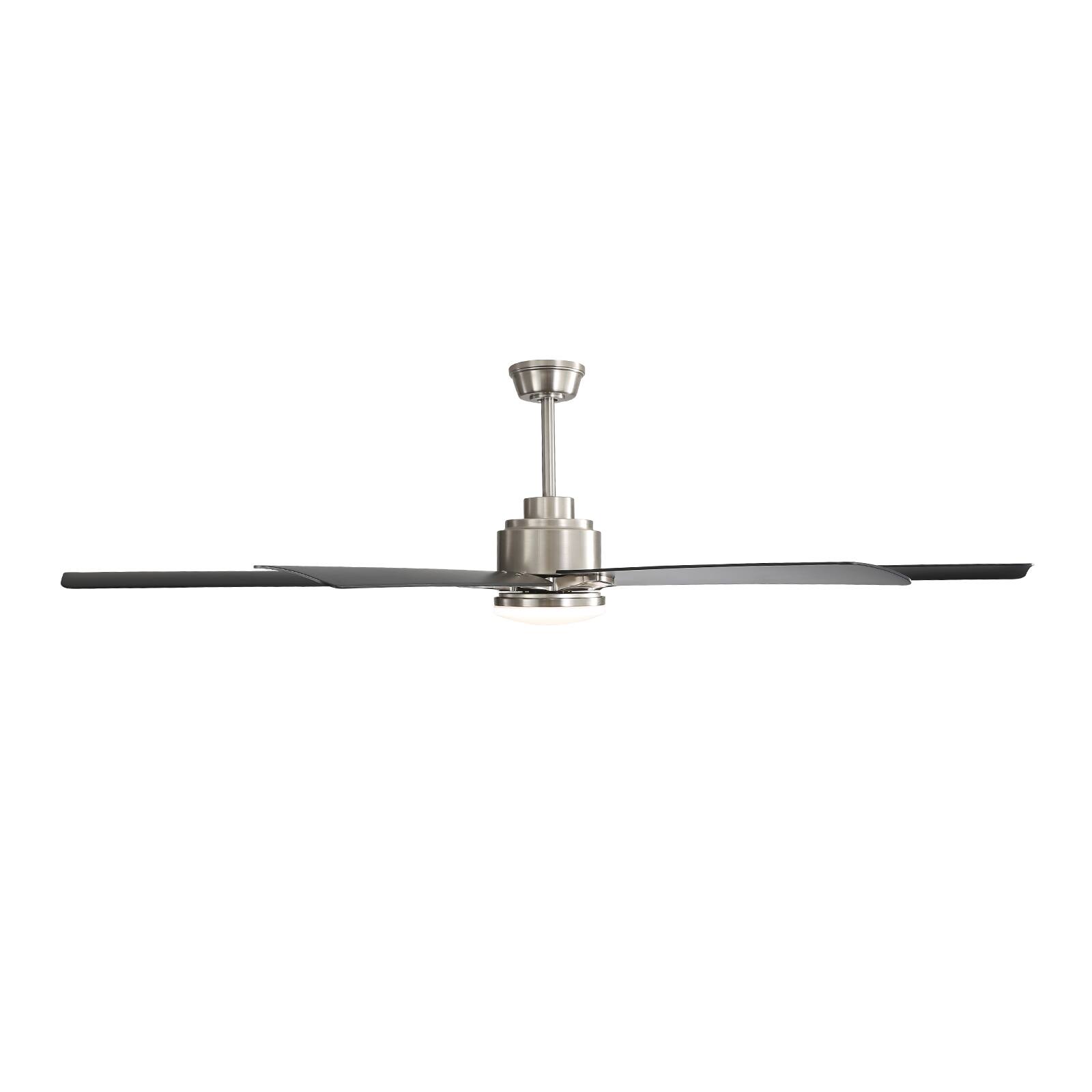 Left. GOODSILO - 66 Inch Large Ceiling Fan with Dimmable LED Light & Remote, Reversible DC Motor - Nickel.