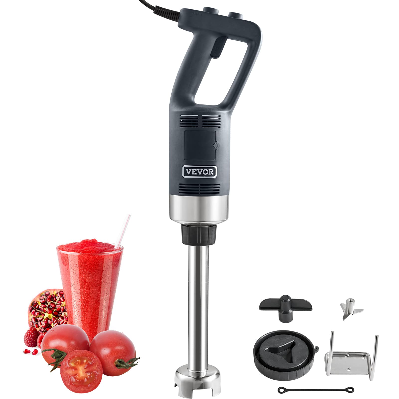 VEVOR - Commercial Immersion Blender, 750W 12" Heavy Duty Hand Mixer, Variable Speed Kitchen Stick Mixer with 304 Stainless - Black
