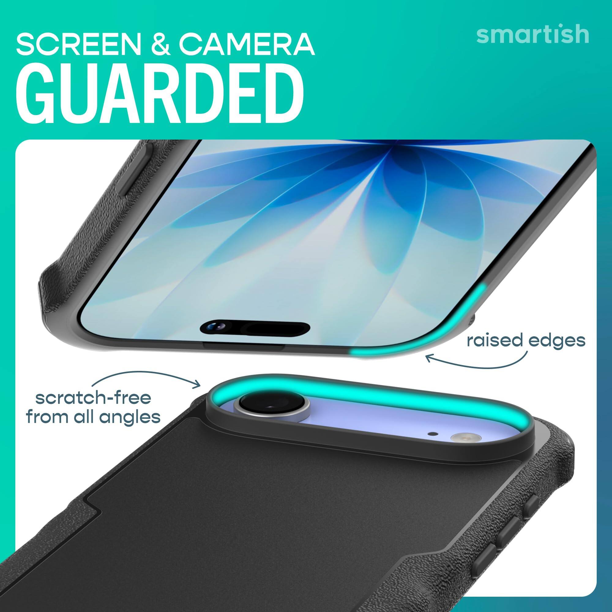 SCREEN & CAMERA GUARDED  
smartish  
raised edges  
scratch-free from all angles