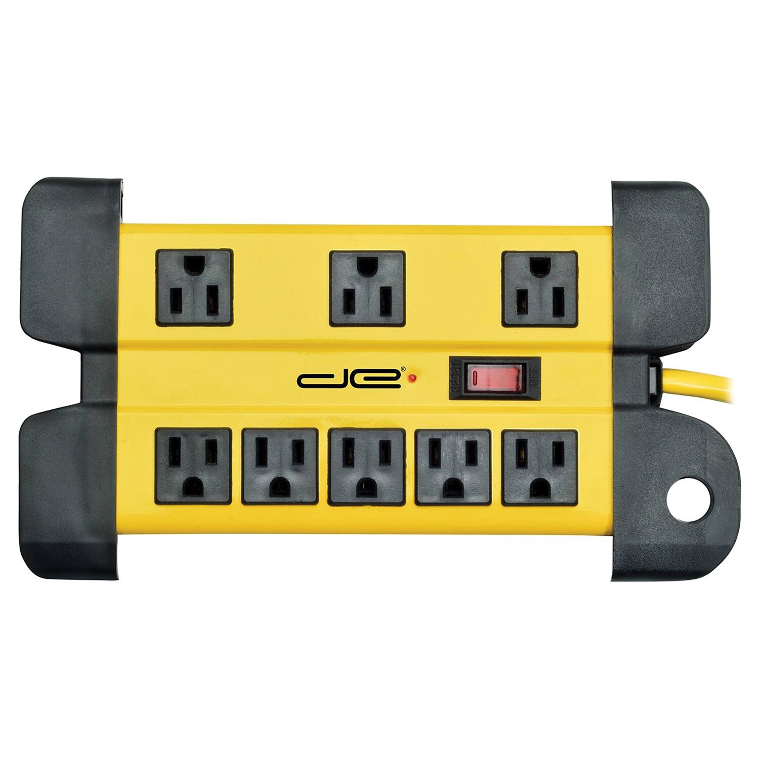 Alt View 6. Digital Energy - 8-AC Outlet 1,050-Joule Heavy-Duty Metal Surge Protector Power Strip with Cord Management, 15-Ft Cord - Yellow.