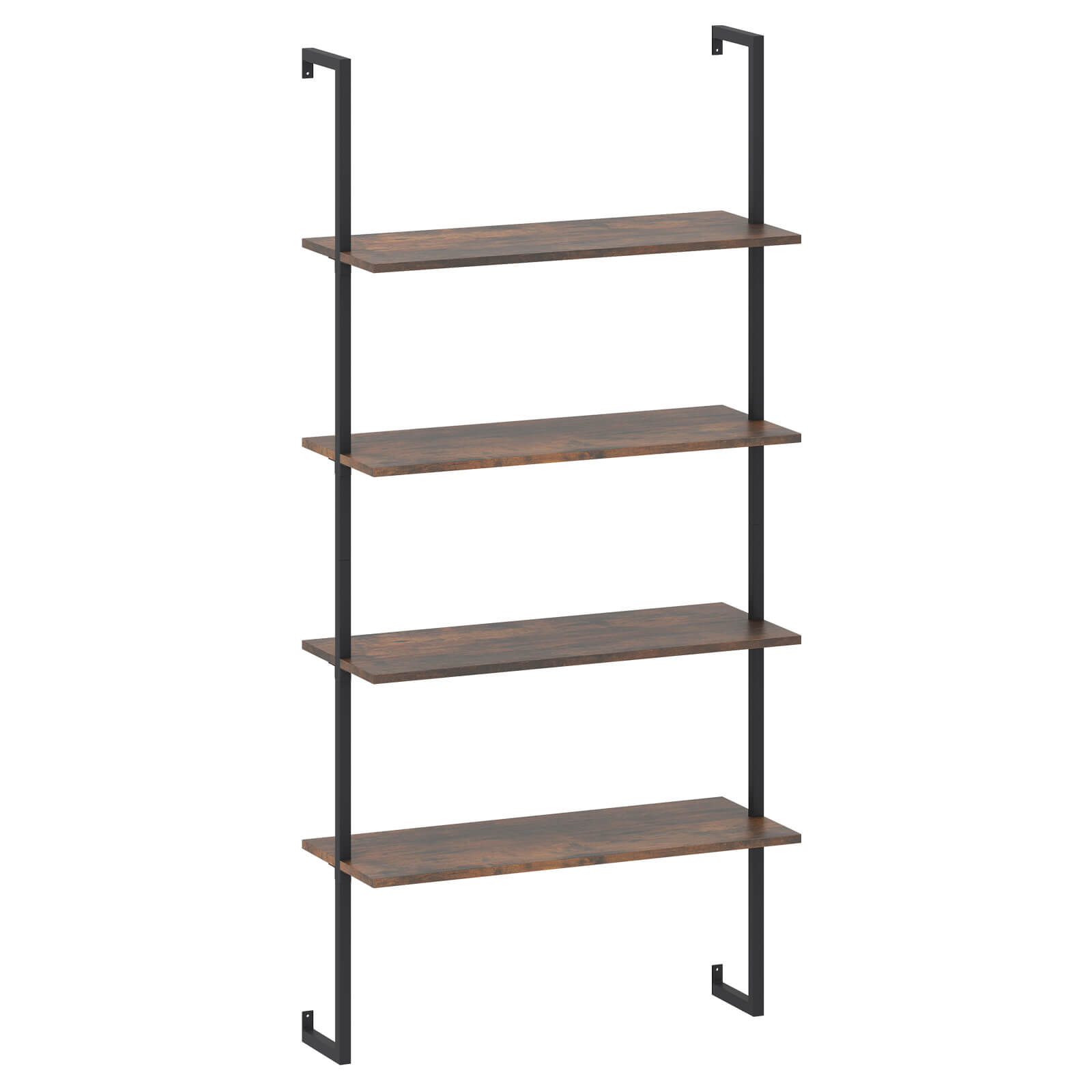 Alt View 9. Costway - Costway 2 PCS 4-Tier Ladder Shelf Bookshelf Industrial Wall Shelf with Metal Frame - Brown.