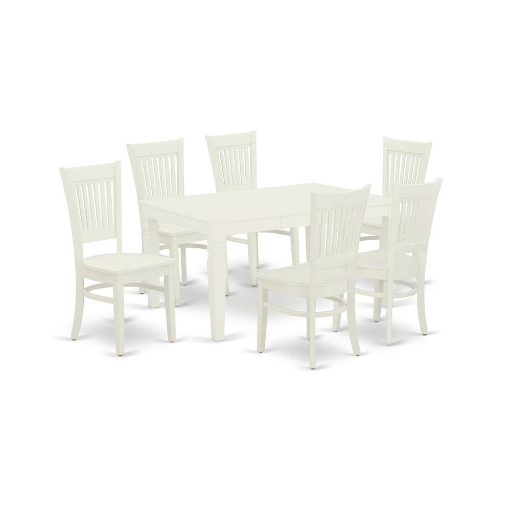 Left. East West Furniture - Dining Table- Table Leg Dining Chairs - Linen White.