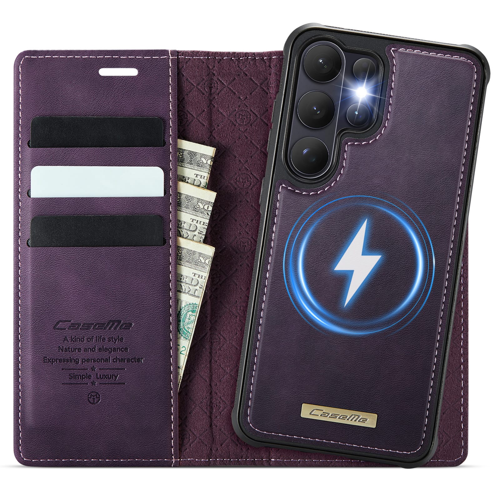 Dteck - for Samsung Galaxy S26 Ultra Detachable Wallet Case, 2 in 1 PU Leather Flip Folio Case with RFID Blocking Phone Cover - Purple