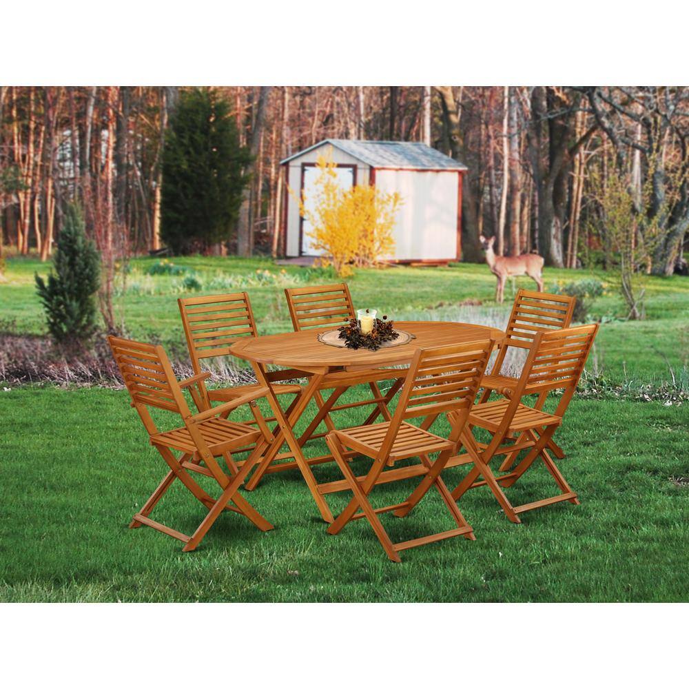 Back. East West Furniture - Wooden Patio Set Natural Oil - Brown.