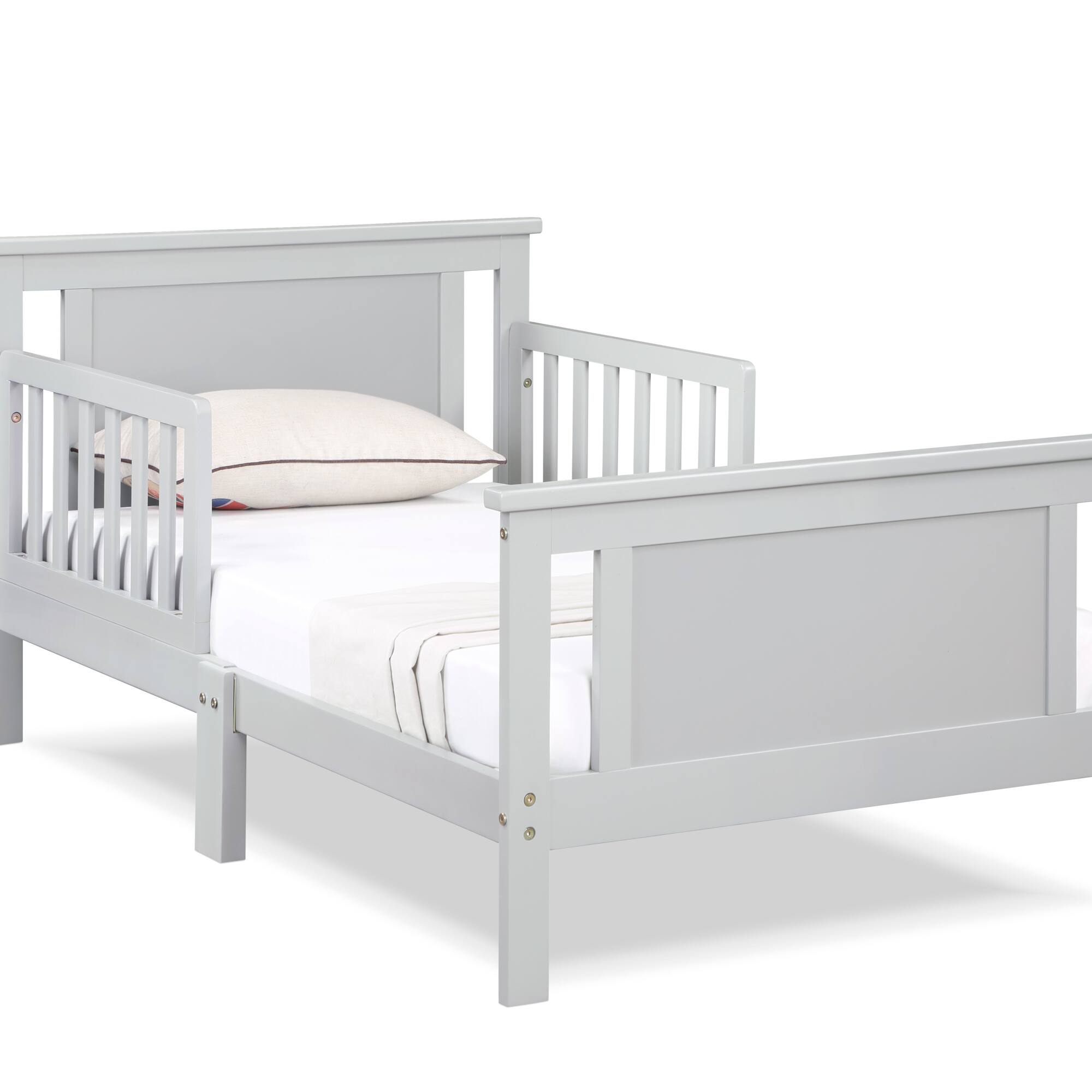 Alt View 4. GOODSILO - Reversible Panel Toddler Bed with Dual-Tone Finish for Growing Children, Solid Wood Construction - Gray.