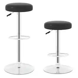 Gymax - Set of 2 360-Degree Swivel Bar Stool Height Adjustable - Black