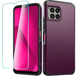 Kitcheniva - Dual Layers Rugged Cover With Tempered Glass For REVVL 7 Pro 5G - Dark Purple