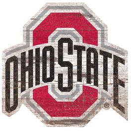 Fan Creations - Ohio State Buckeyes Distressed Logo Cutout Sign - Multicolor