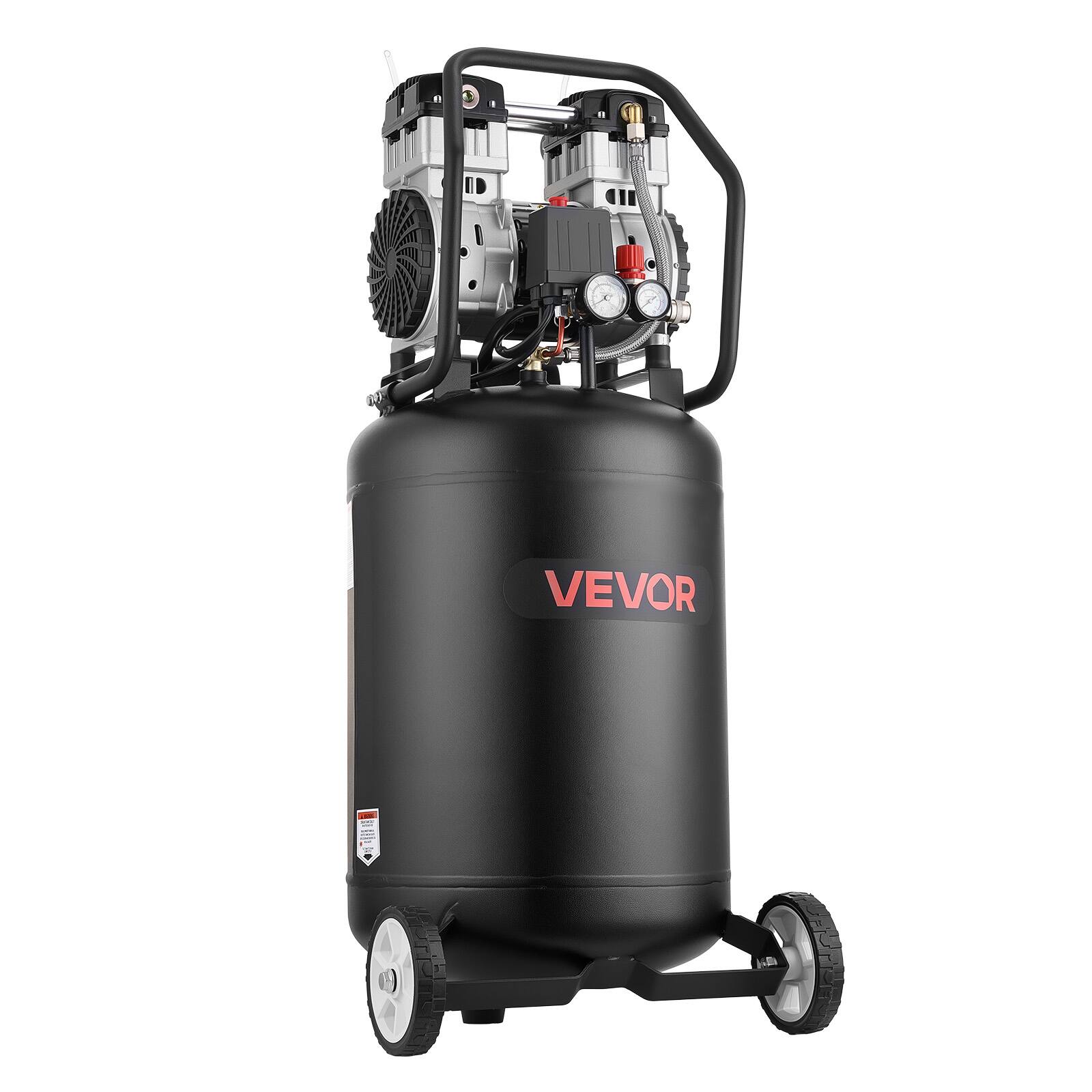 Front. VEVOR - 20-Gallon Air Compressor, 2HP 4.5 SCFM at 90PSI, Max 125PSI Pressure Oil-Free Air Compressor Tank, Portable on Wheels - Black;Orange.