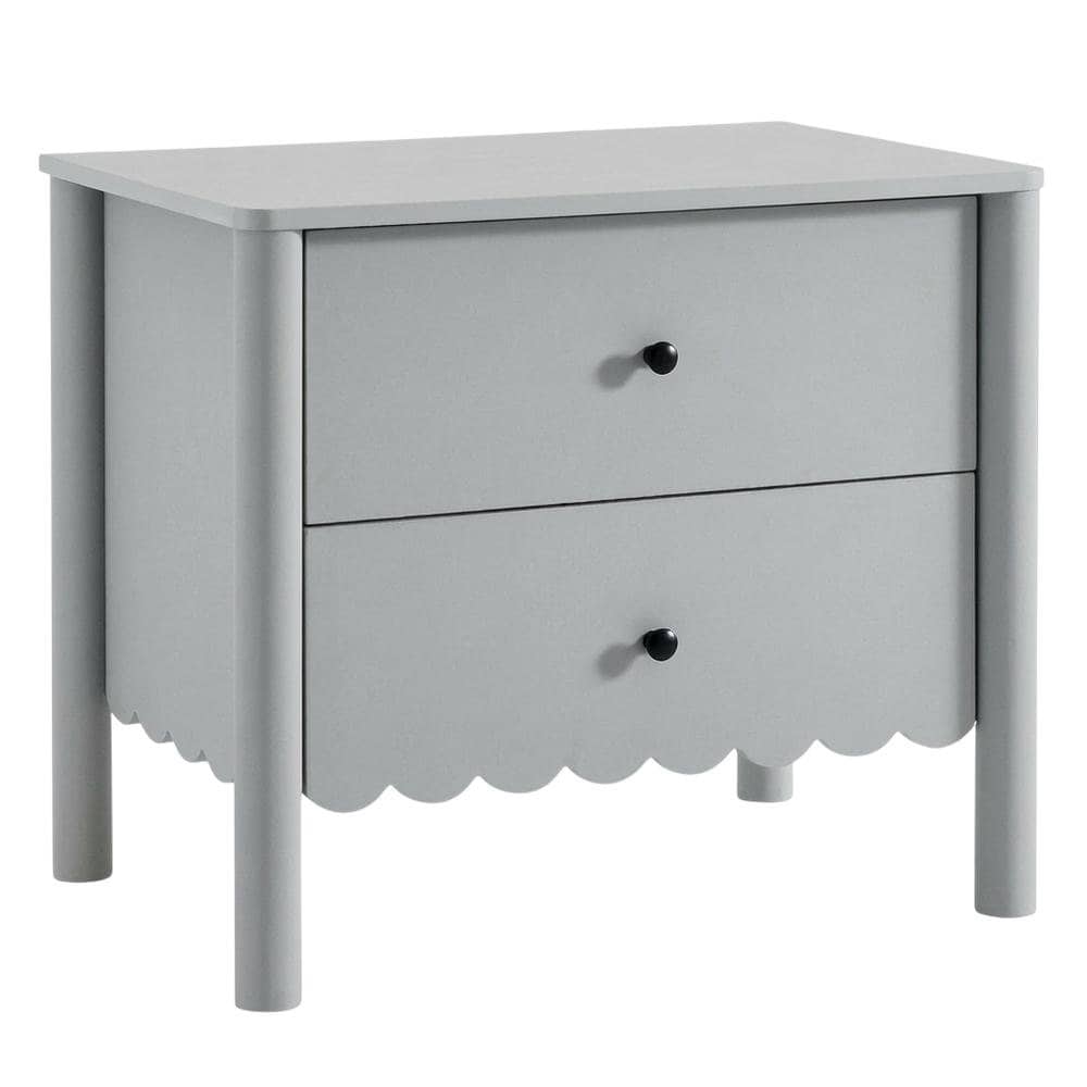 FurniFact - Nightstand with Two Drawers in Elegant Finish for Bedroom Storage - Gray
