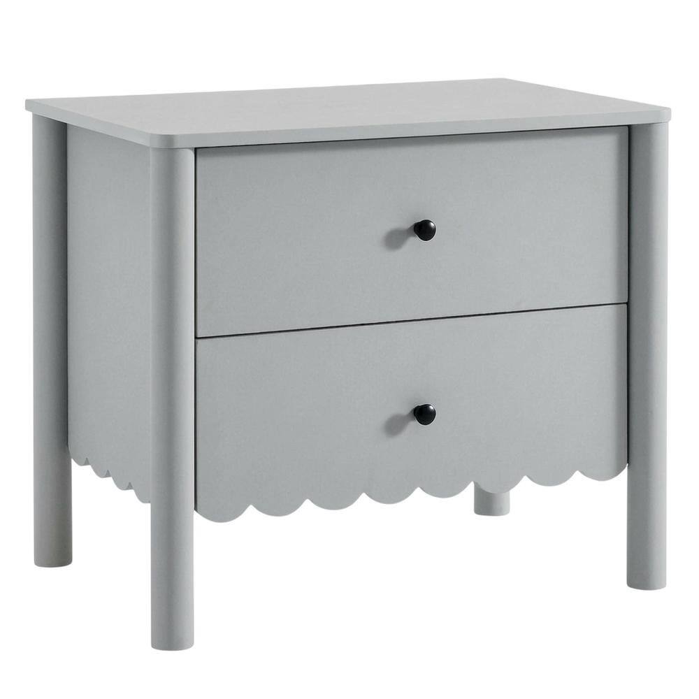 Front. FurniFact - Nightstand with Two Drawers in Elegant Finish for Bedroom Storage - Gray.
