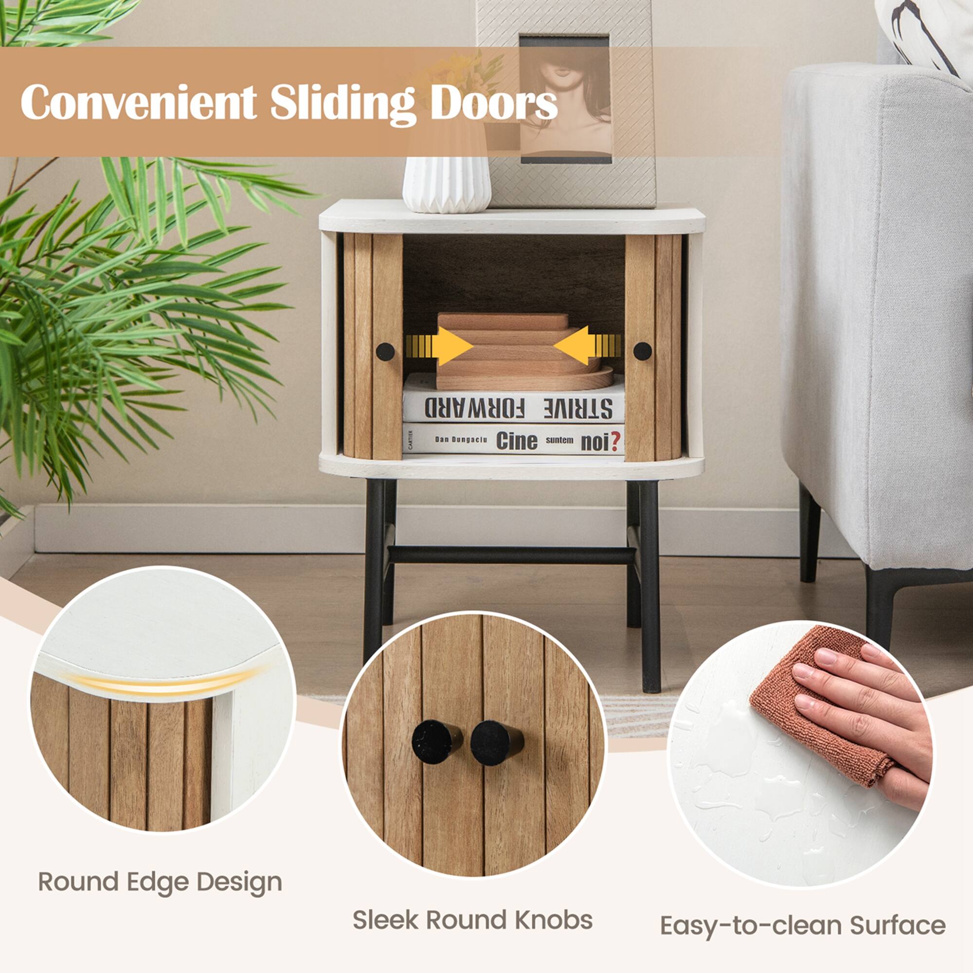 Convenient Sliding Doors: Forward Strive I ... donganis Cine noe noi? Round Edge Design Sleek Round Knobs Easy-to-clean Surface