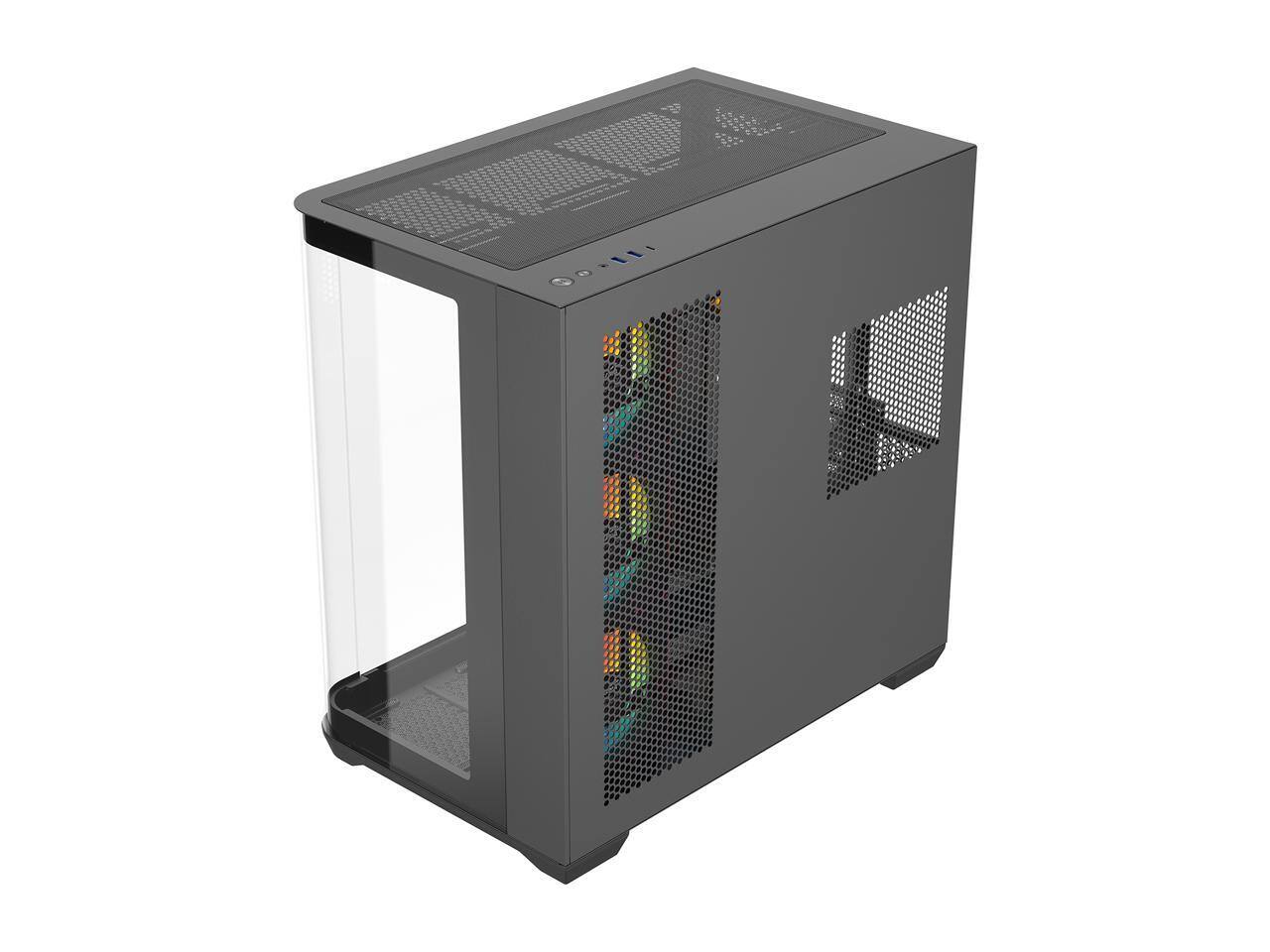 Alt View 8. Rosewill - Rosewill ACA503B ATX Mid-Tower Case, Curved Glass, 4x ARGB Fans, USB 3.0 & Type-C (Black) - Black.